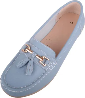 ABSOLUTE FOOTWEAR Womens Slip On Casual Leather Loafer/Deck/Boat Shoes/Sandals