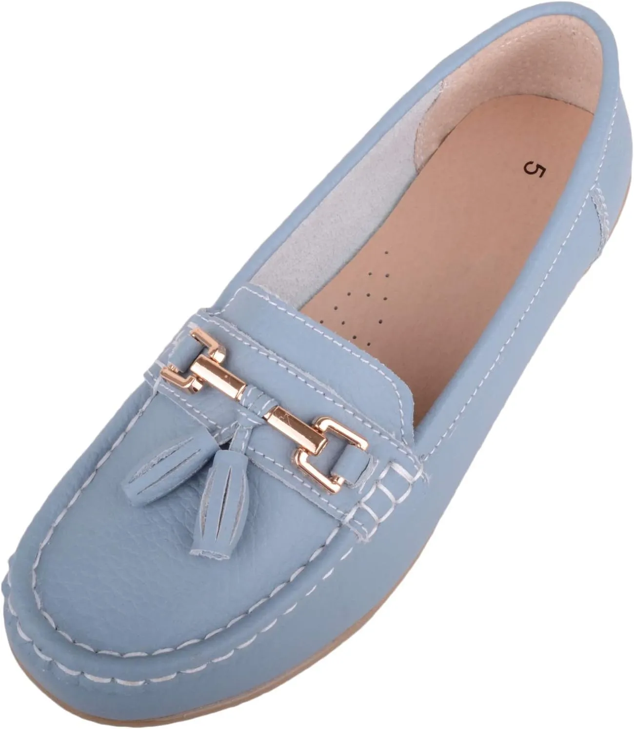 ABSOLUTE FOOTWEAR Womens Slip On Casual Leather Loafer/Deck/Boat Shoes/Sandals