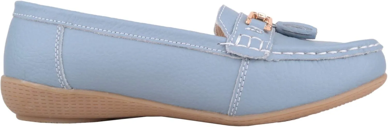 ABSOLUTE FOOTWEAR Womens Slip On Casual Leather Loafer/Deck/Boat Shoes/Sandals