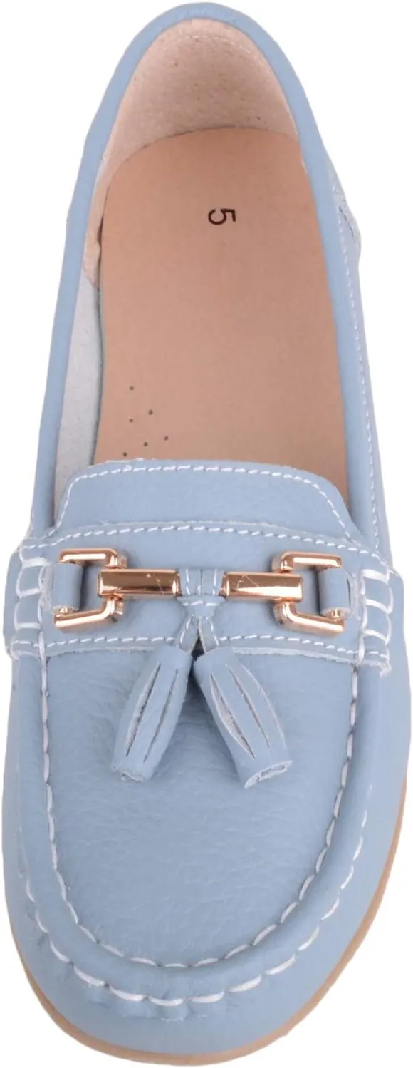 ABSOLUTE FOOTWEAR Womens Slip On Casual Leather Loafer/Deck/Boat Shoes/Sandals