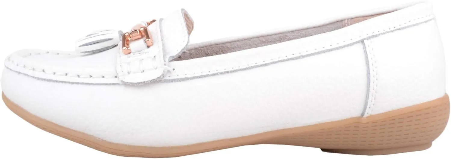 ABSOLUTE FOOTWEAR Womens Slip On Casual Leather Loafer/Deck/Boat Shoes/Sandals