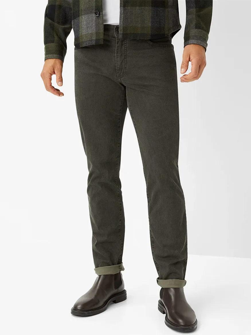 Brax Cadiz Marathon Print Pant in Olive