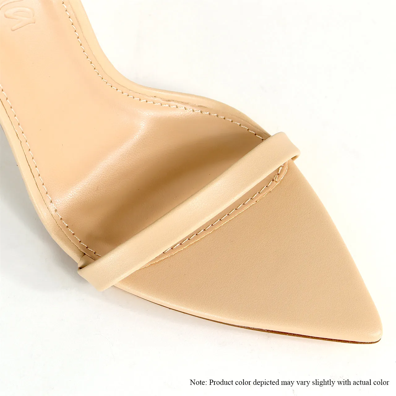 LAURENT-55 POINTY TOE METALLIC TIE-UP HEEL - NUDE