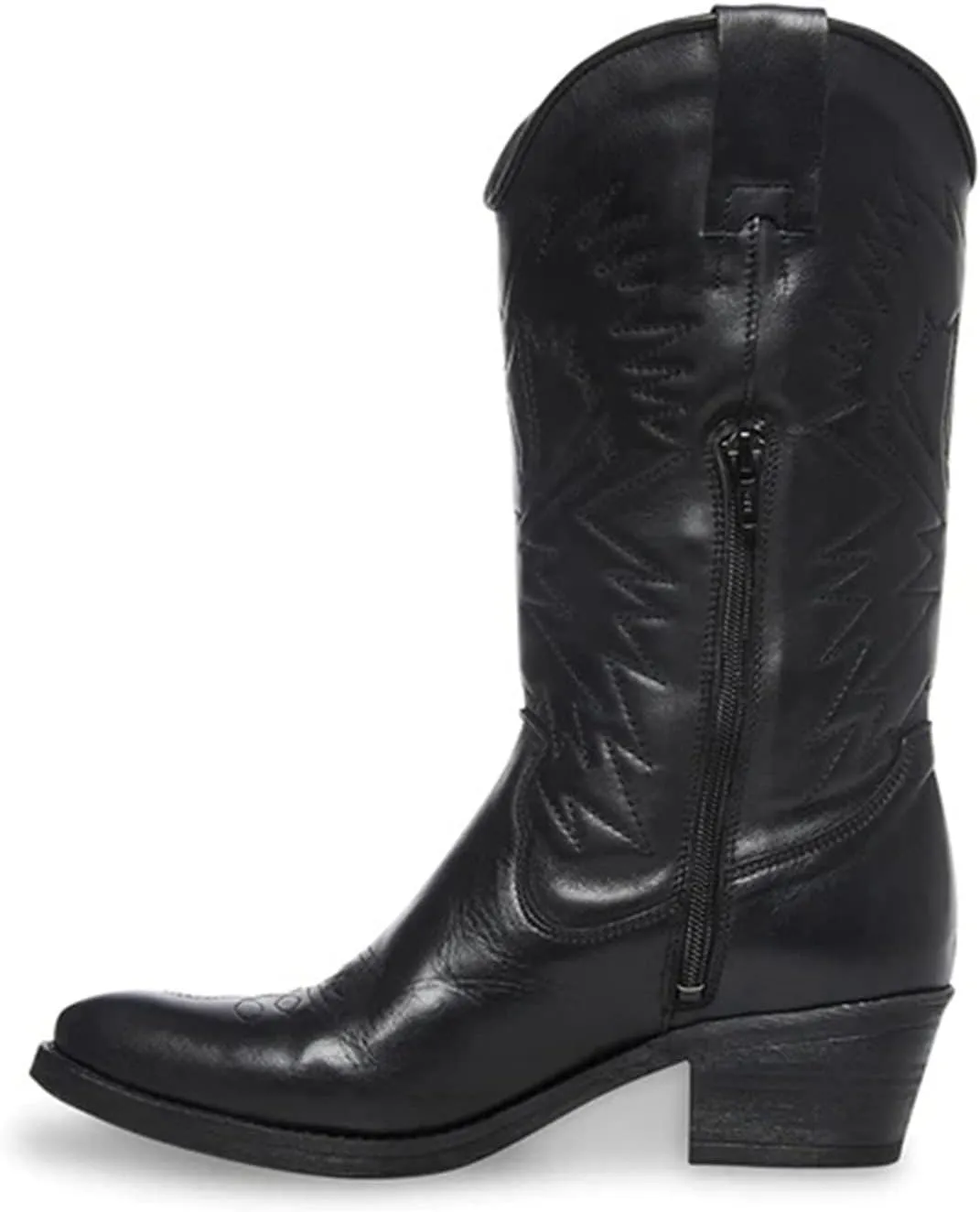 Lausiuoe Cowboy Boots For Women Mid Calf Cowgirl Western Boots Sunflower Embroidered Fashion Retro Classic Chunky Boots