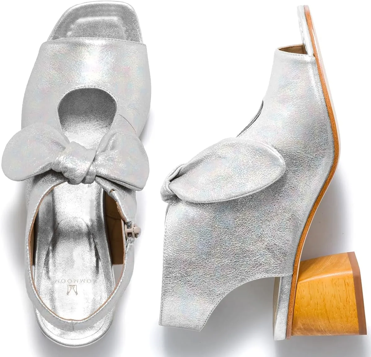MOOMMO Women Heeled Sandals with Bow Open Toe Low Chunky Block Heel Sandal Booties Cutout 2" Heels Backless Slingback Dress Shoes Peep Toe Back Zipper Suede Sandal Dressy Casual Summer Beach 4-13 M US