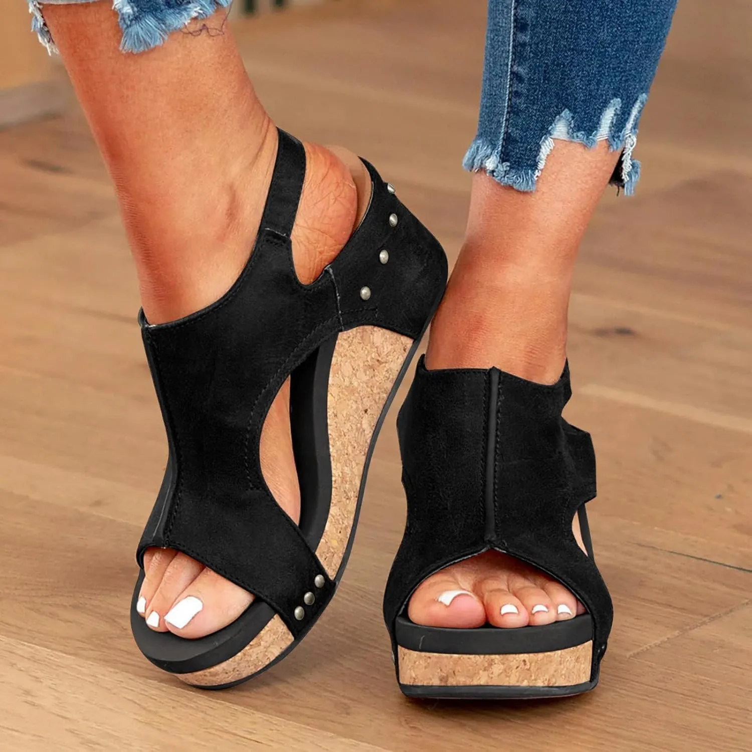Wedge Sandals for Women,Platform Wedge Sandals Women,Open Toe Buckle Ankle Strap Espadrilles Flatform Wedge Sandal Dressy High Heeled Wedges Comfortable Casual Ladies Boho Beach Shoes Summer Vacation