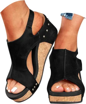 Wedge Sandals for Women,Platform Wedge Sandals Women,Open Toe Buckle Ankle Strap Espadrilles Flatform Wedge Sandal Dressy High Heeled Wedges Comfortable Casual Ladies Boho Beach Shoes Summer Vacation